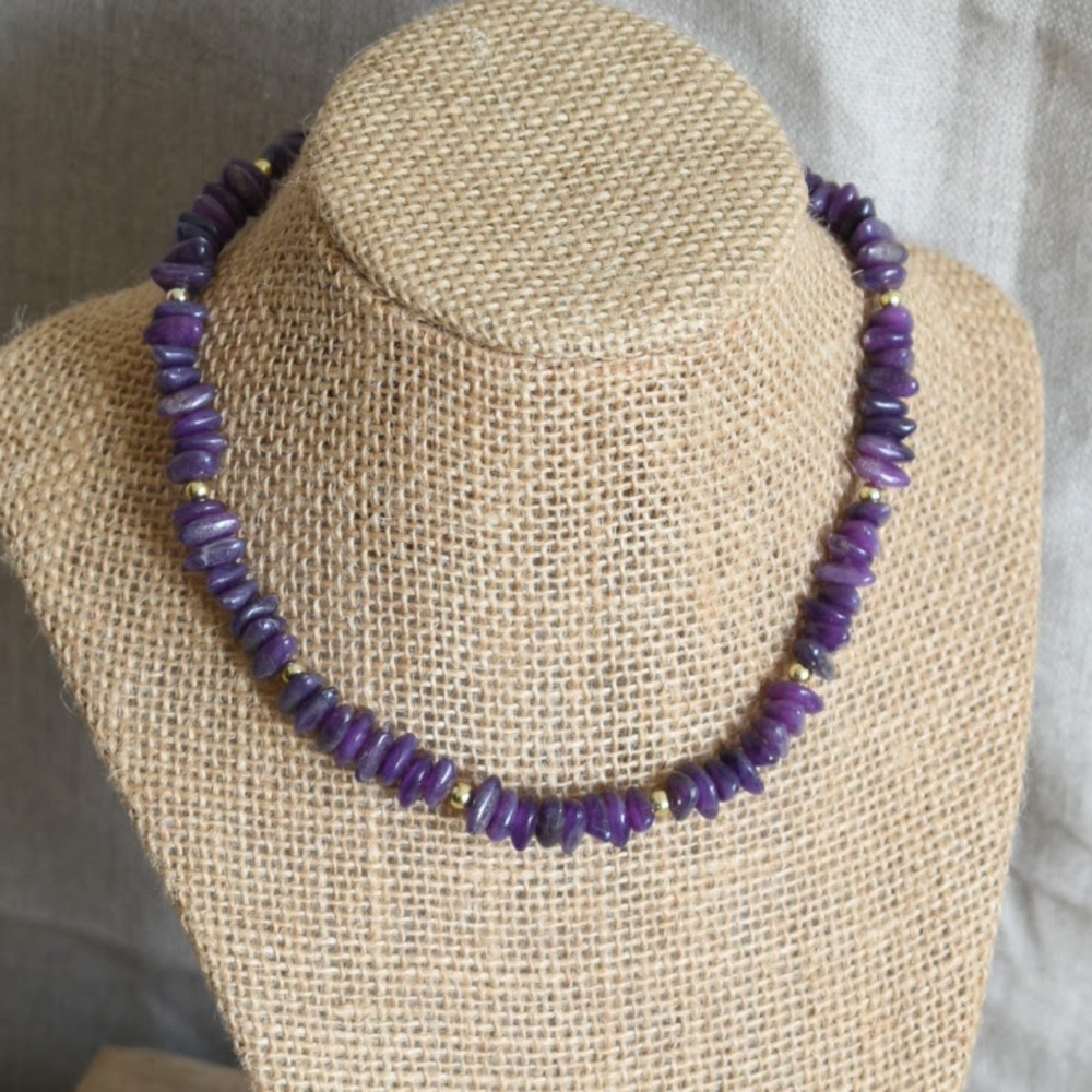 Vintage Faux Gemstone Chip Necklace Childrens / Choker 15.5"
